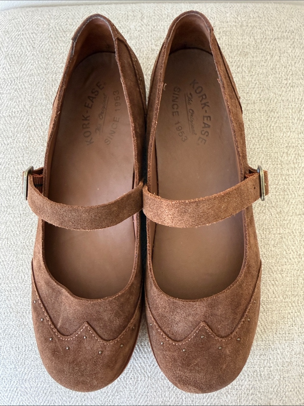 Kork-Ease Girls' Tan Suede Mary Jane Flats